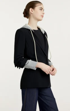Cinq à Sept Hooded Khloe Blazer Black/HeatherGrey Hot