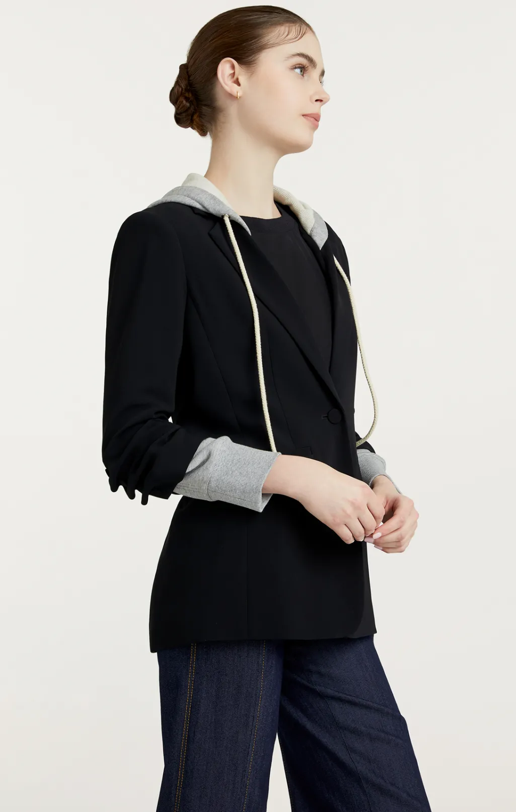 Cinq à Sept Hooded Khloe Blazer Black/HeatherGrey Hot