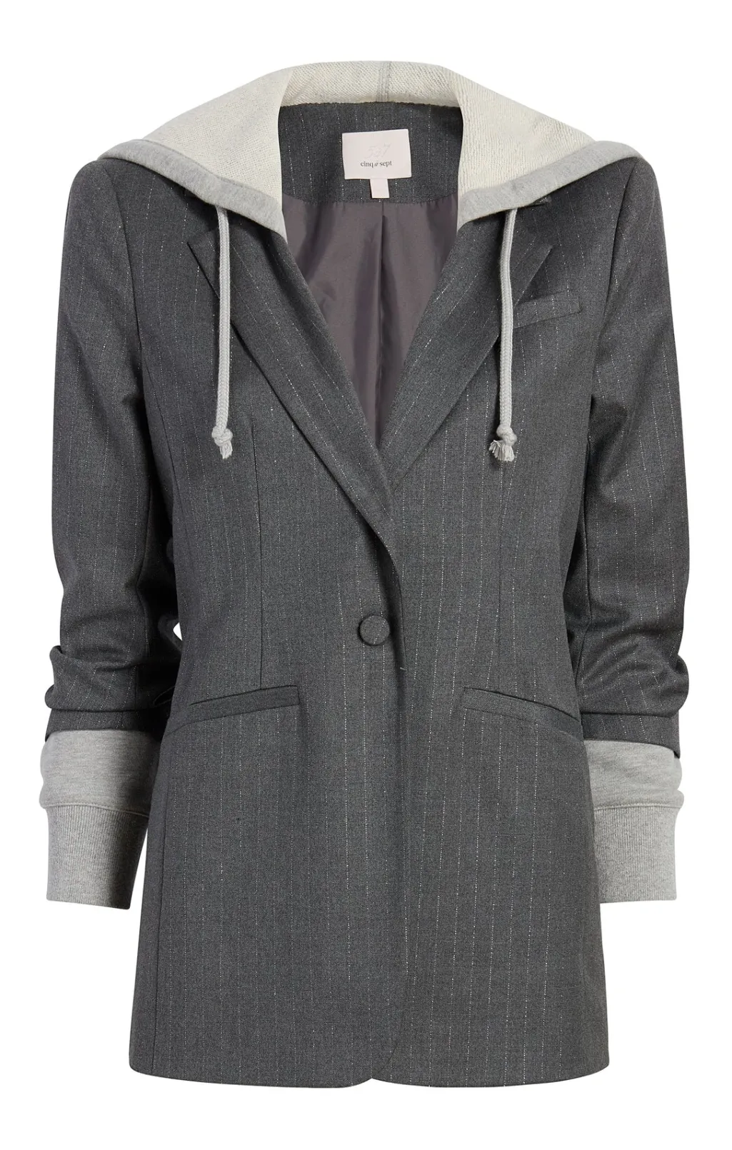 Cinq à Sept Hooded Khloe Blazer LurexPinstripeCharcoal/HeatherGrey Outlet