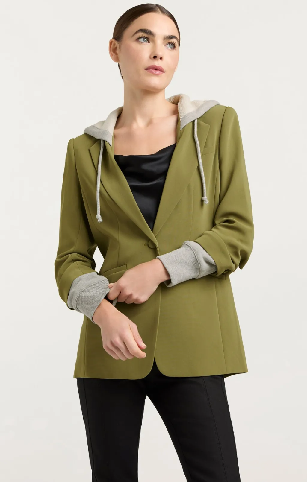 Cinq à Sept Hooded Khloe Jacket OliveGreen/HeatherGrey Discount