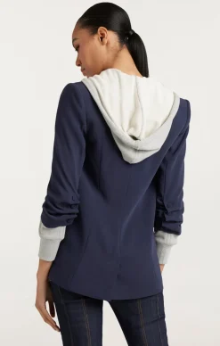 Cinq à Sept Hooded Khloe Jacket Navy/HeatherGrey Outlet