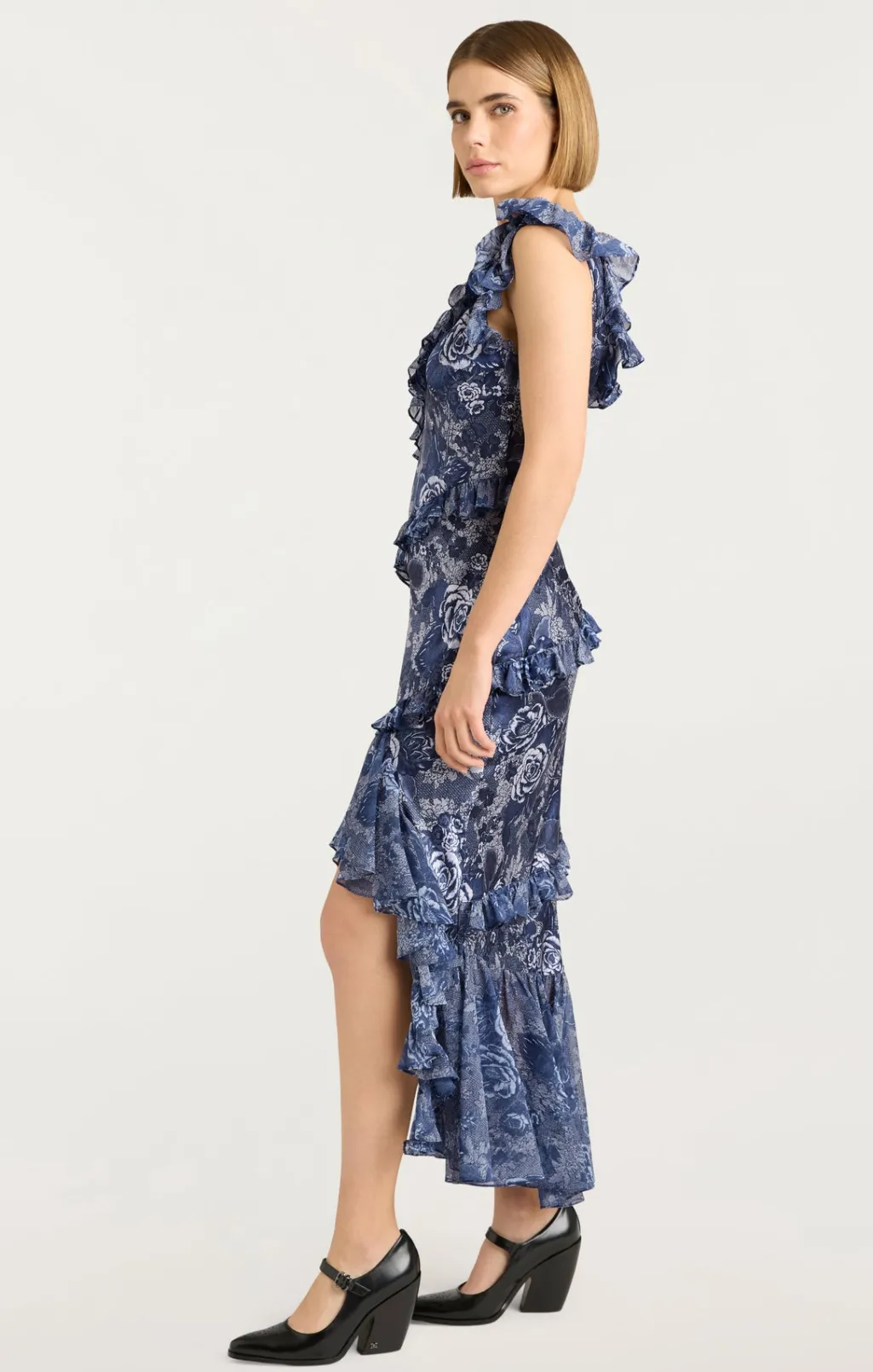 Cinq à Sept Indigo Floral Ora Dress IndigoMulti New