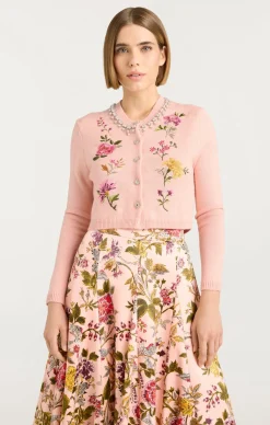 Cinq à Sept Isolde Embroidered Cardigan SoftPinkMulti Outlet