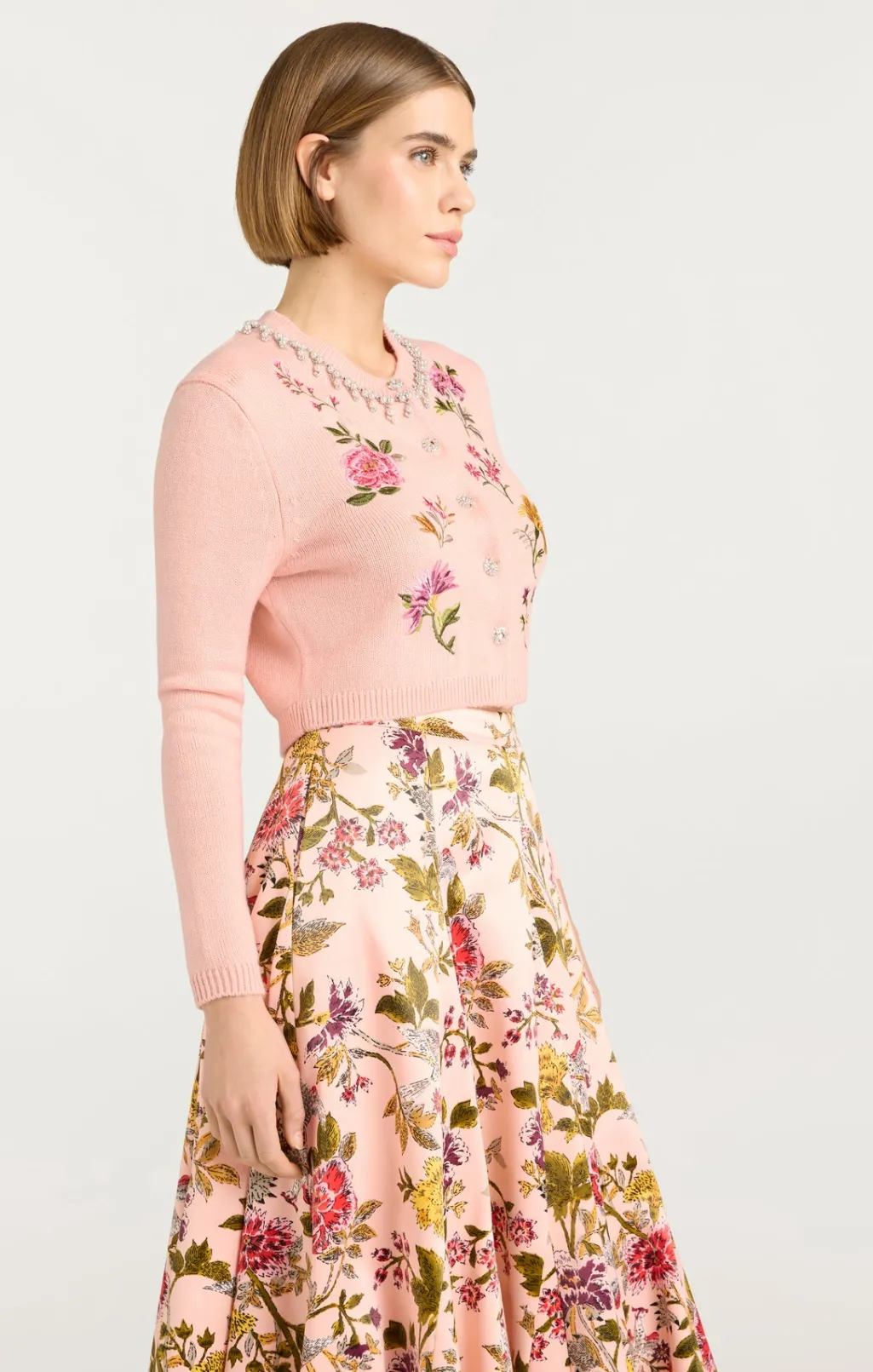 Cinq à Sept Isolde Embroidered Cardigan SoftPinkMulti Outlet