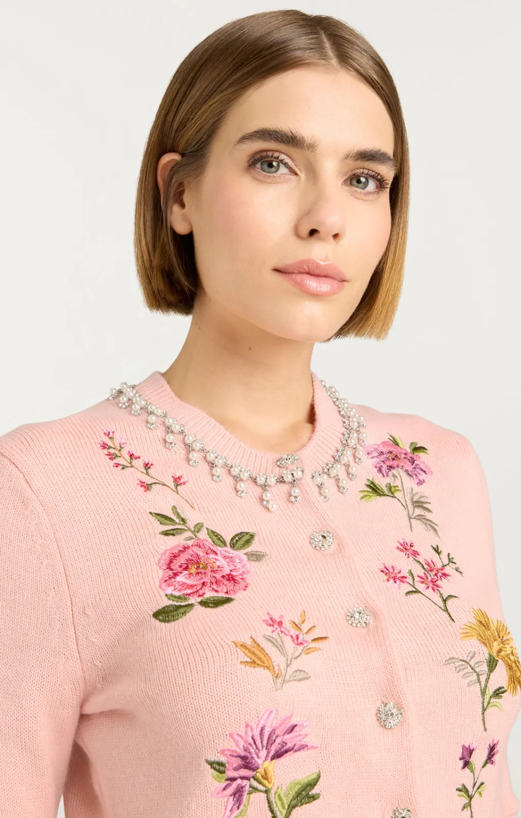 Cinq à Sept Isolde Embroidered Cardigan SoftPinkMulti Outlet