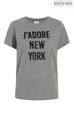 Cinq à Sept J'adore New York Tee HeatherGrey/Black Sale