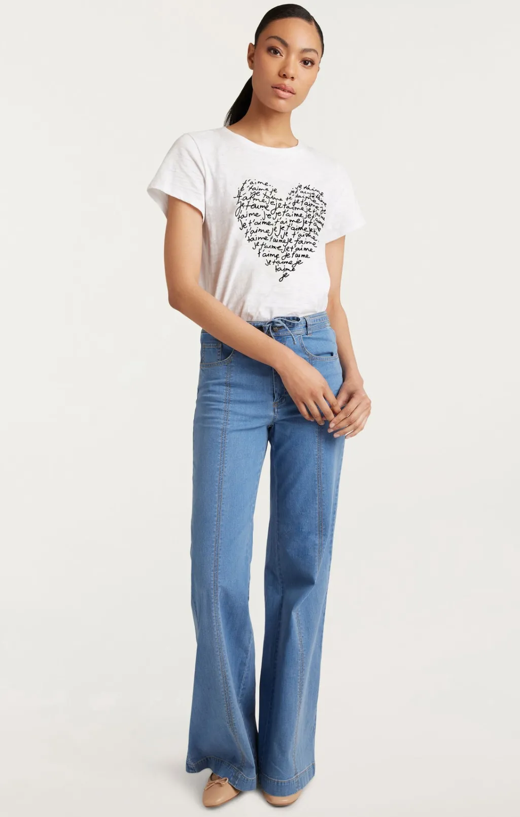 Cinq à Sept Je T'aime Heart Tee White/black