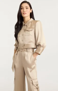 Cinq à Sept Jenson Jacket Khaki/ivory Outlet