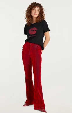 Cinq à Sept Kisses Je Taime Shrunken Tee Black/Rosewood Sale