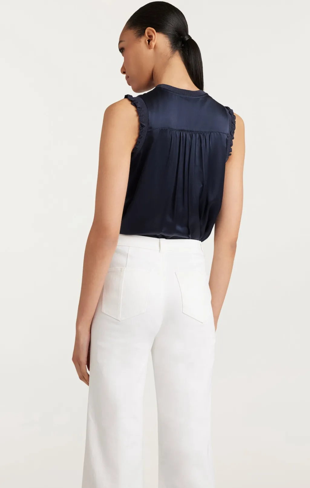 Cinq à Sept Knit Front Lenore Top Navy Hot