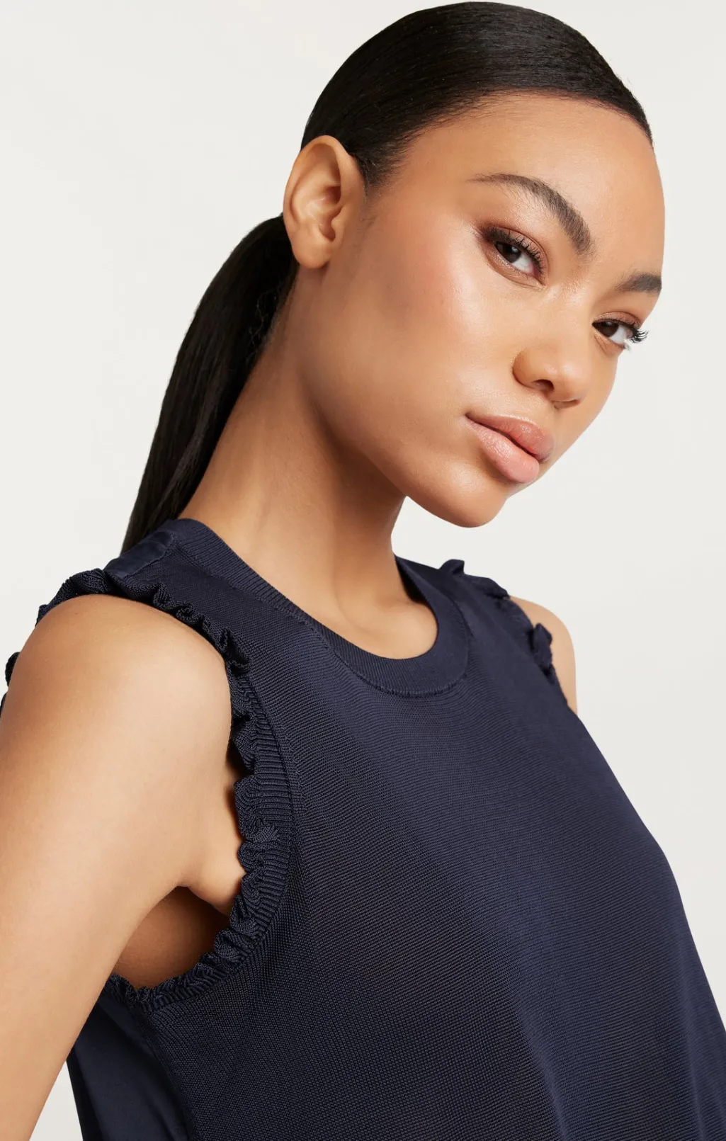 Cinq à Sept Knit Front Lenore Top Navy Hot