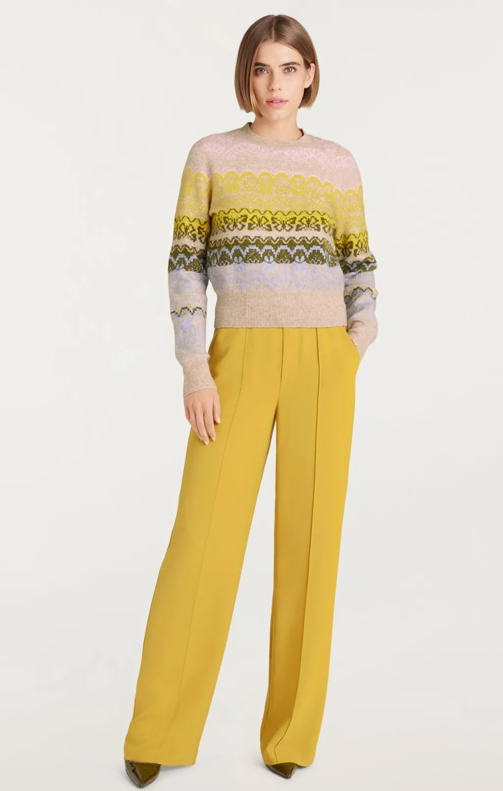 Cinq à Sept Lace Fair Isle Pullover OatmealMulti Sale
