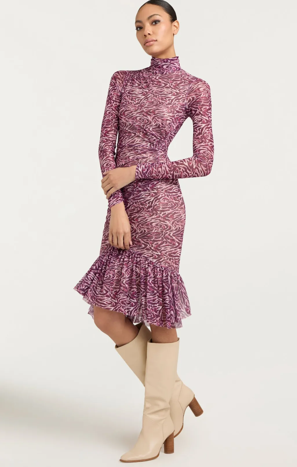 Cinq à Sept Layla Dress InkstrokesDarkPlumMulti Clearance