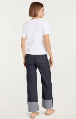 Cinq à Sept Le Chic Shrunken Tee White/Navy Discount