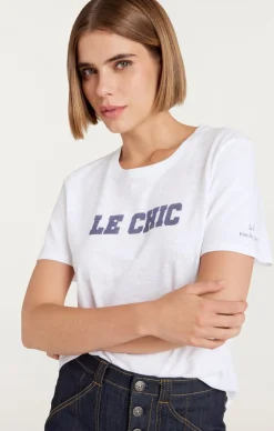 Cinq à Sept Le Chic Shrunken Tee White/Navy Discount