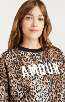 Cinq à Sept Leopard Amour Brandy Sweatshirt Pullover Black/sahara Clearance