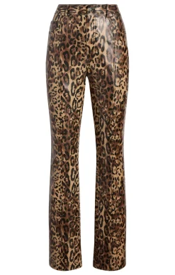 Cinq à Sept Leopard Vegan Leather Miller Pant Black/Sahara New