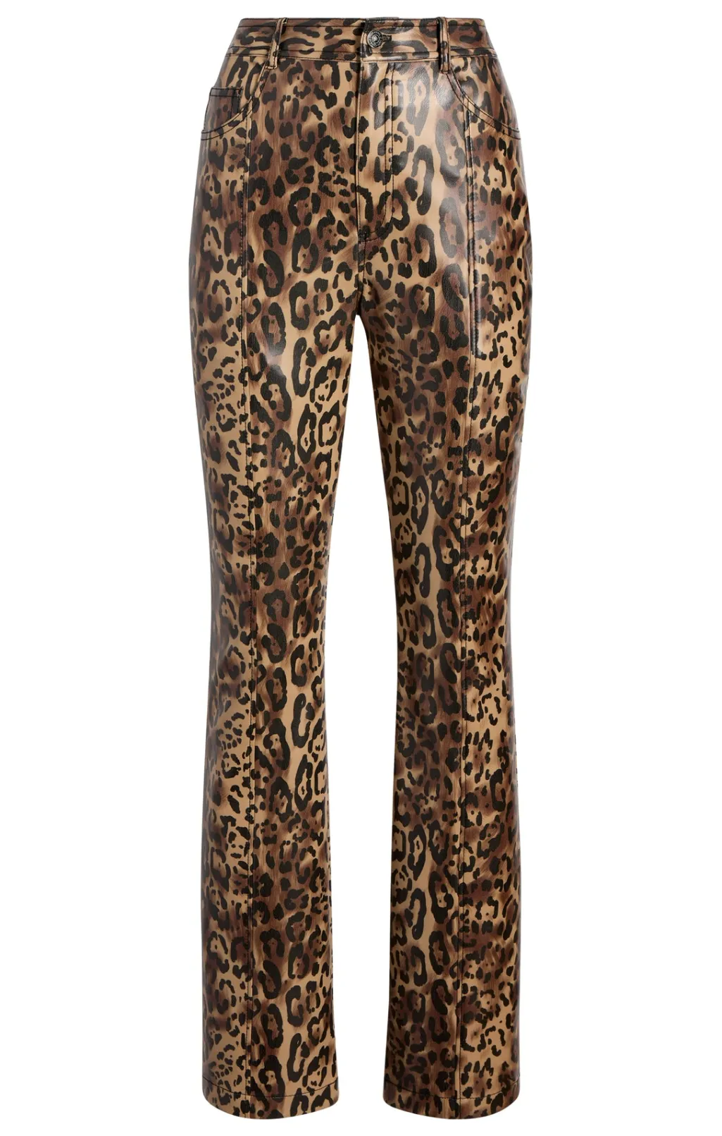 Cinq à Sept Leopard Vegan Leather Miller Pant Black/Sahara New