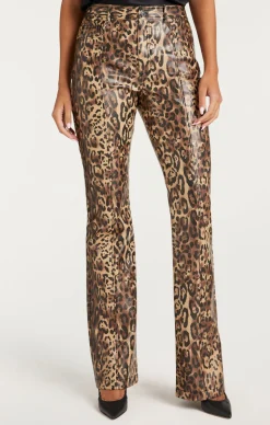 Cinq à Sept Leopard Vegan Leather Miller Pant Black/Sahara New