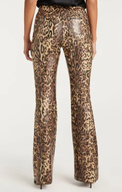 Cinq à Sept Leopard Vegan Leather Miller Pant Black/Sahara New