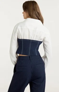 Cinq à Sept Levina Top Navy/Ivory Clearance