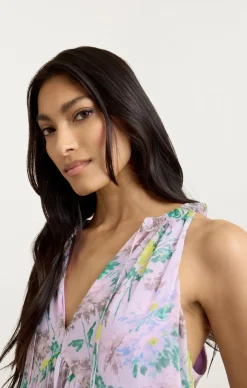 Cinq à Sept Light Washed Floral Sleeveless Phyllis Dress PastelMulti Clearance