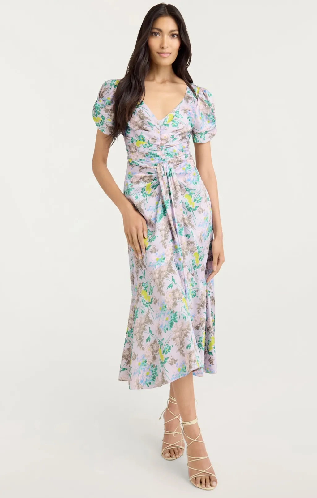 Cinq à Sept Light Washed Floral Walker Dress PastelMulti