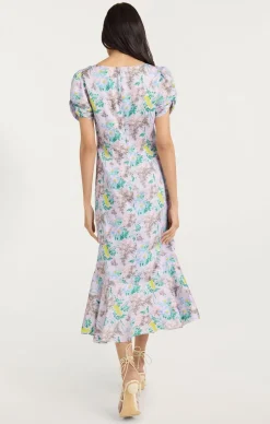 Cinq à Sept Light Washed Floral Walker Dress PastelMulti