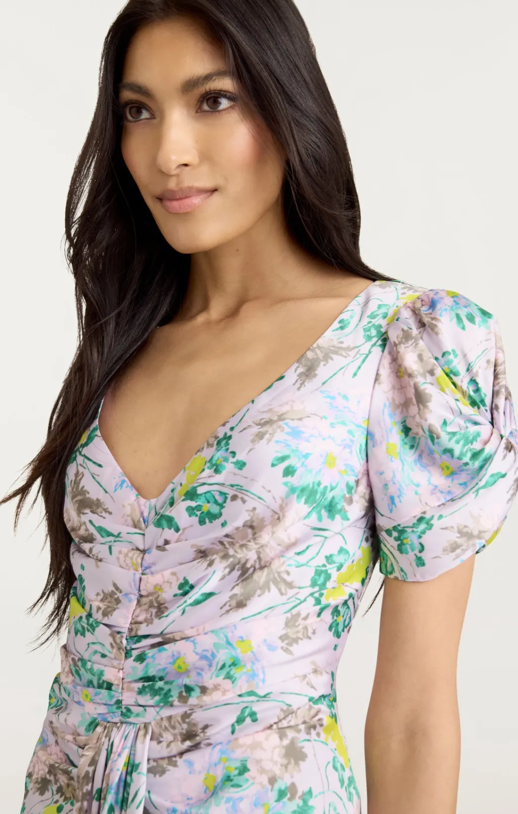Cinq à Sept Light Washed Floral Walker Dress PastelMulti