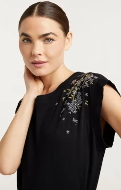Cinq à Sept Lilac Vine Embellished Bella Tee BlackMulti Sale