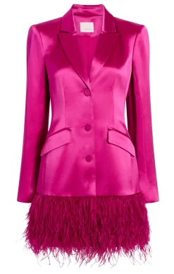 Cinq à Sept Long Sleeeve Feather Joel Dress PlumRadish Hot