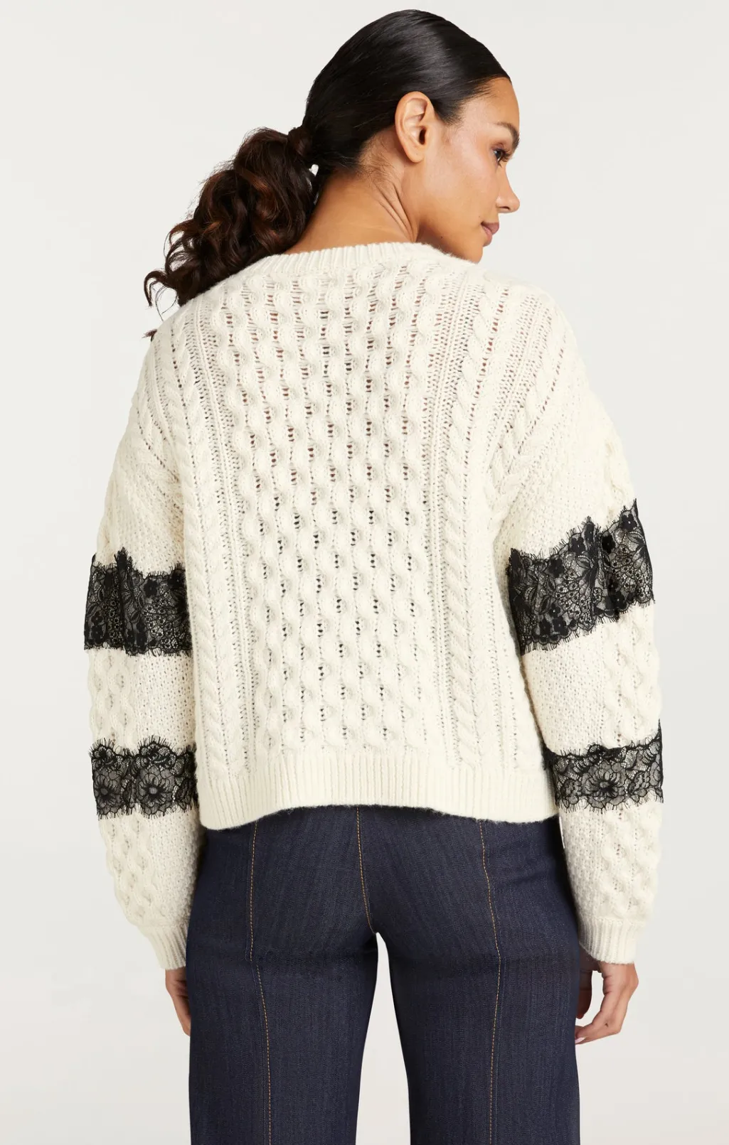 Cinq à Sept Louise Cardigan Ivory/Black