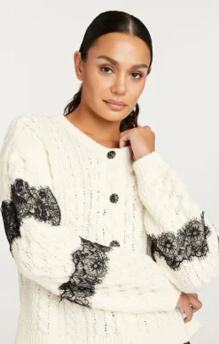 Cinq à Sept Louise Cardigan Ivory/Black