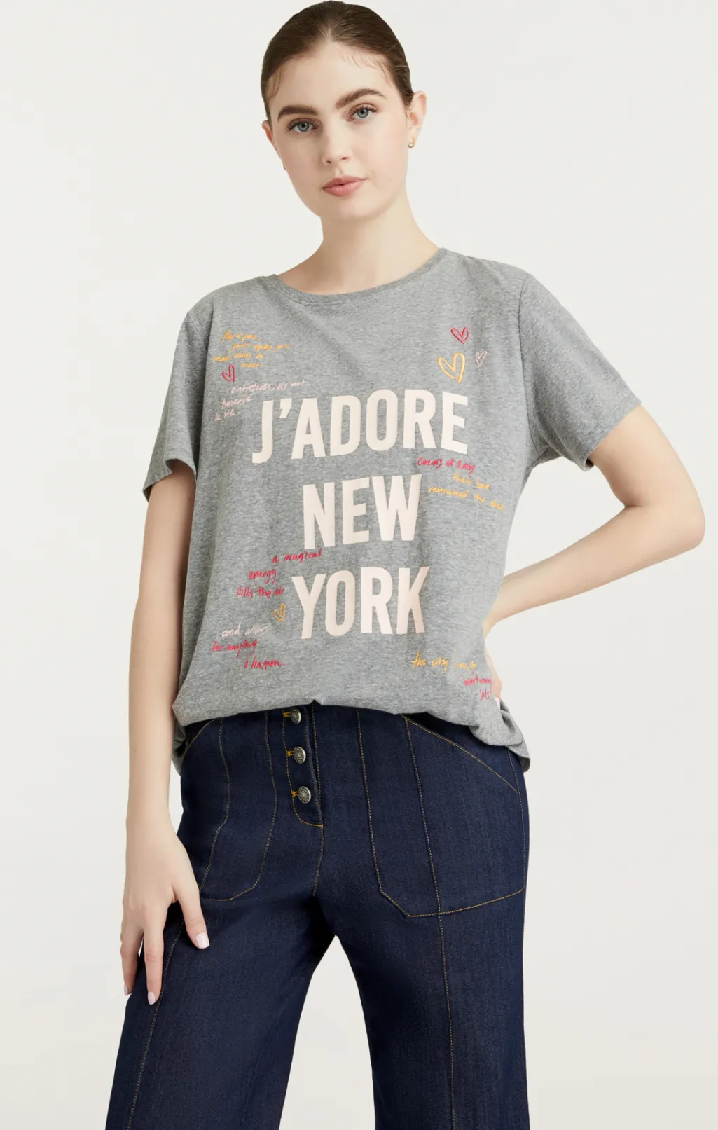 Cinq à Sept Love Letter Jadore New York Tee HeatherGreyMulti Hot