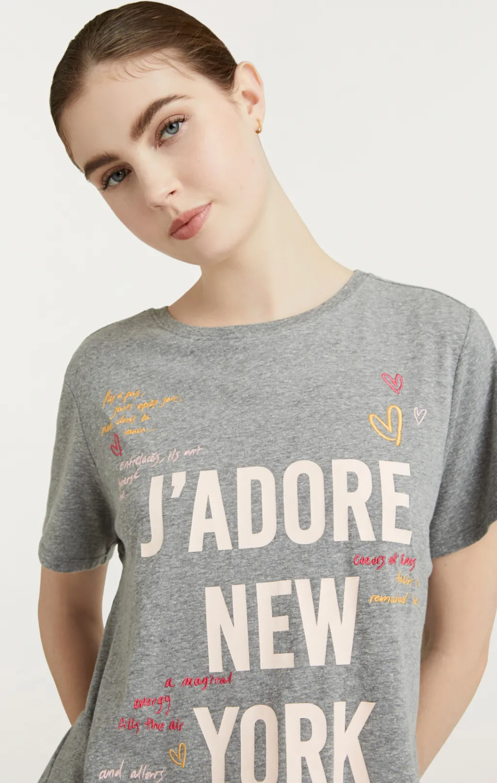 Cinq à Sept Love Letter Jadore New York Tee HeatherGreyMulti Hot