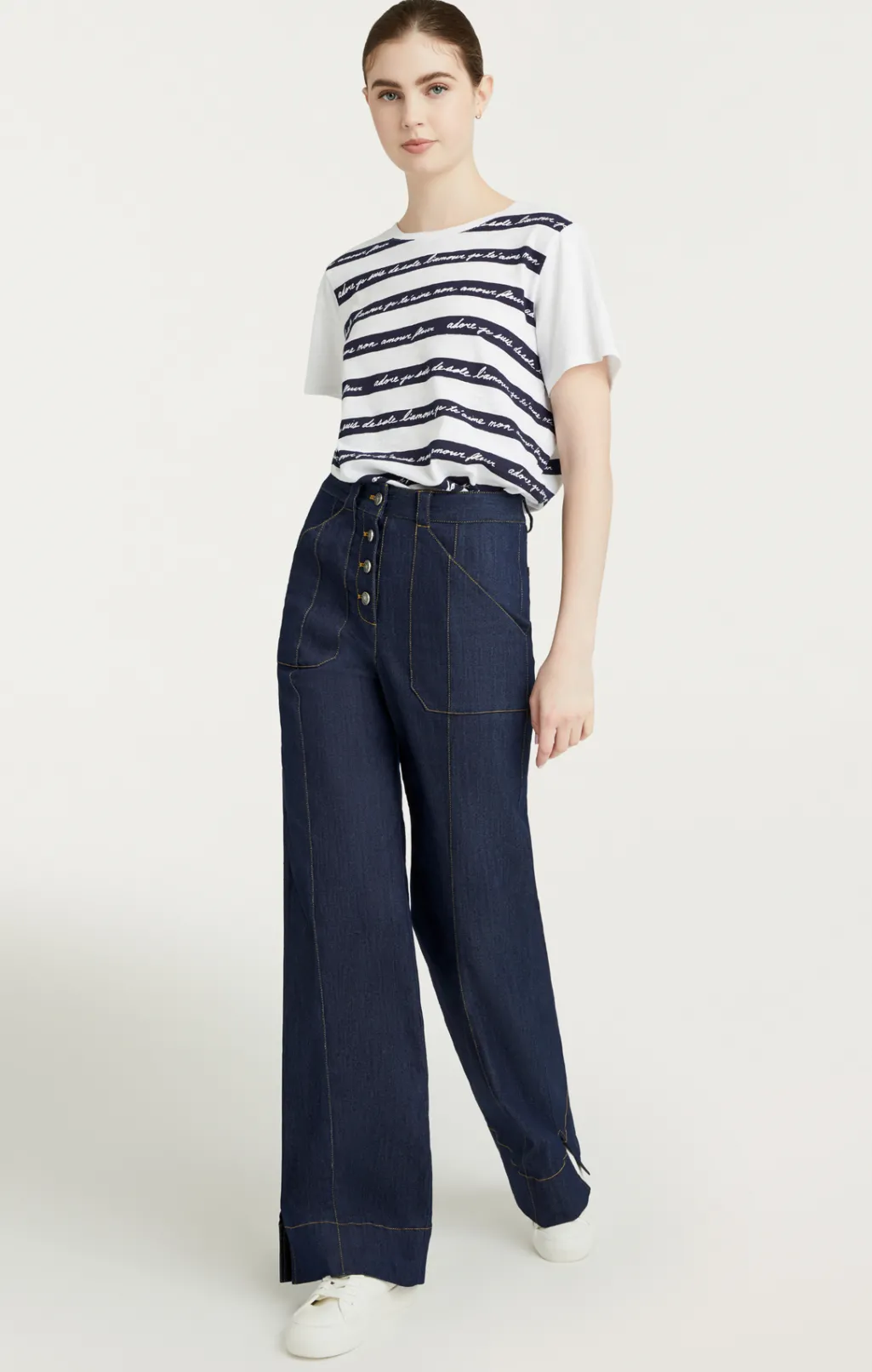 Cinq à Sept Love Letter Stripe Tee WhiteMulti Outlet