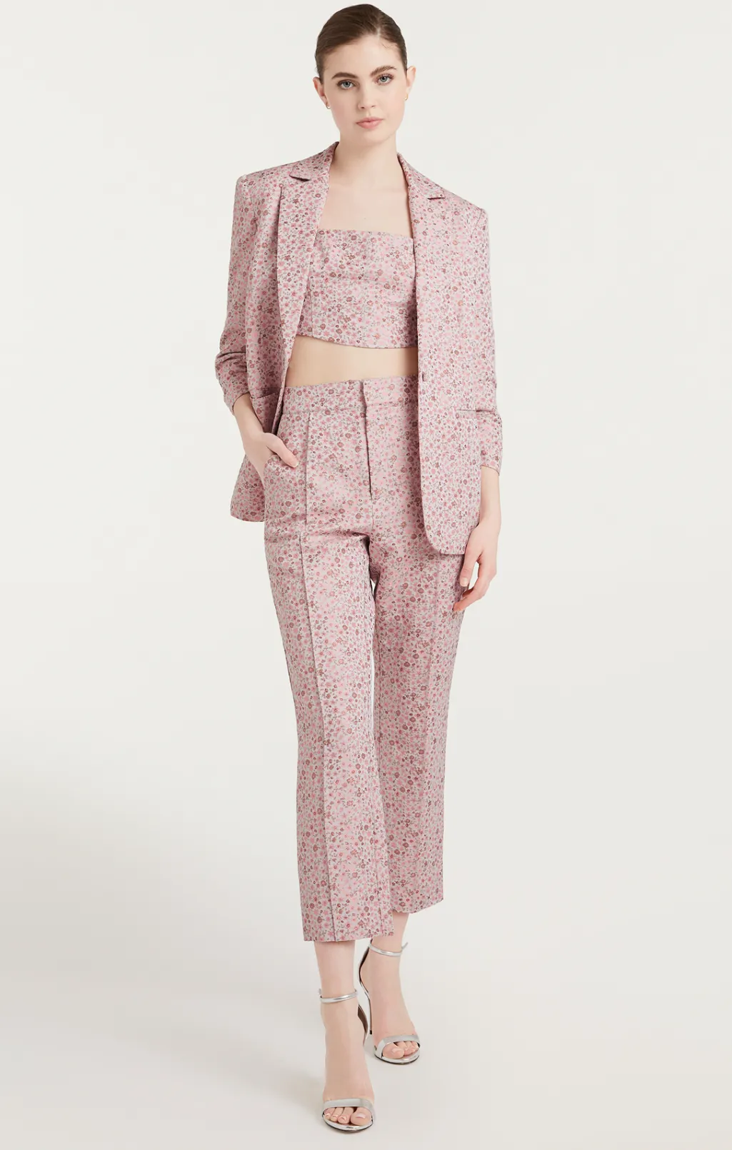 Cinq à Sept Lurex Jacquard Khloe Blazer PaleRoseMulti