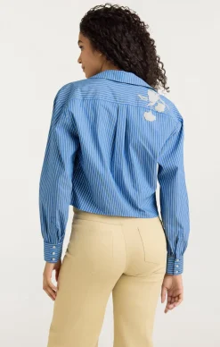 Cinq à Sept Lya Stripe Marianna Top OxfordBlue/Chamomile Clearance
