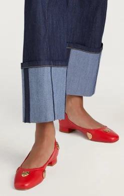 Cinq à Sept Marin Block Heel Ballet Pump Cardinal/Gold Online