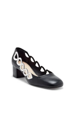 Cinq à Sept Martine Block Heel Pump Black/Ivory Clearance