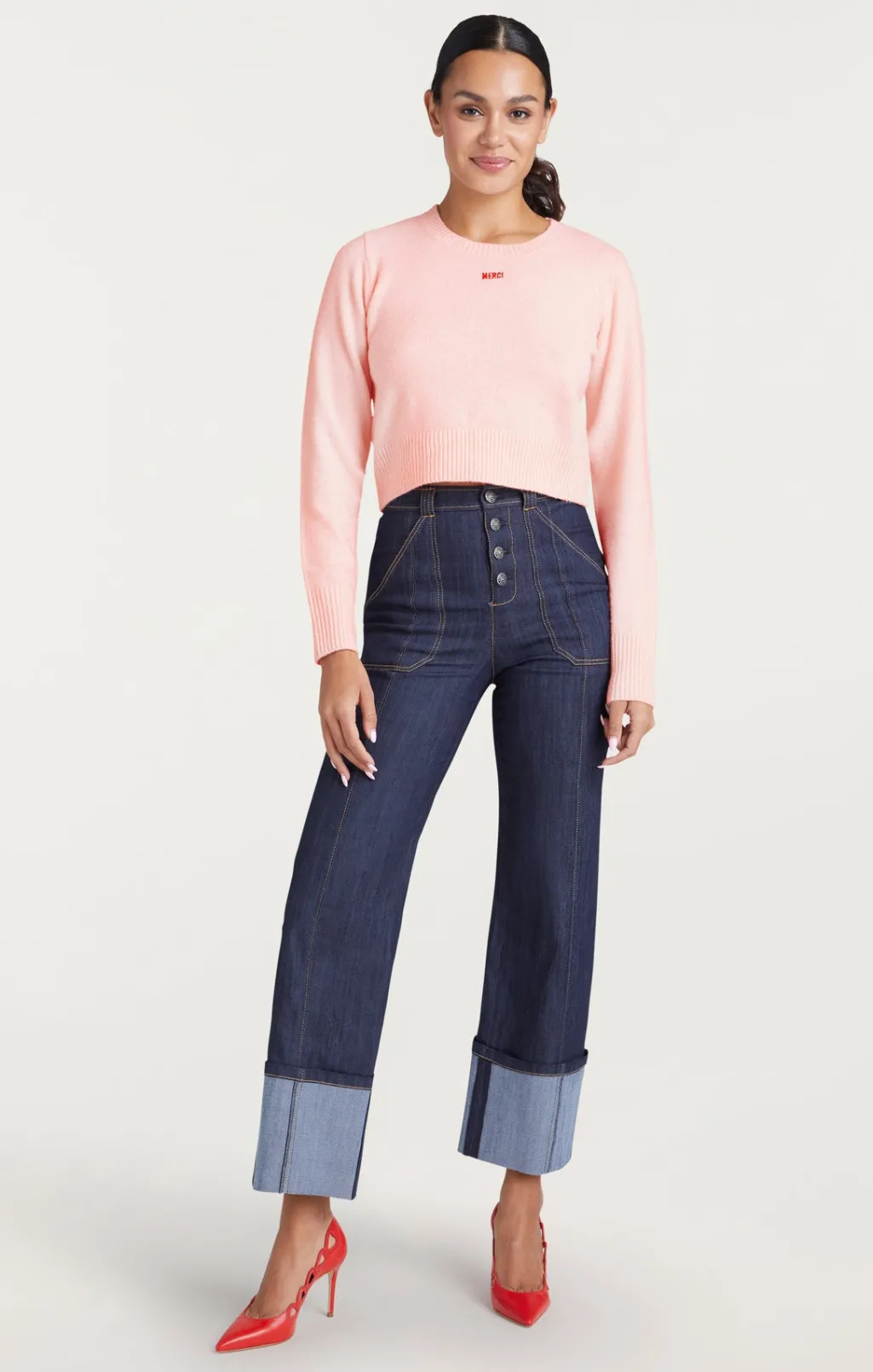 Cinq à Sept Merci Cropped Pullover Oleander New