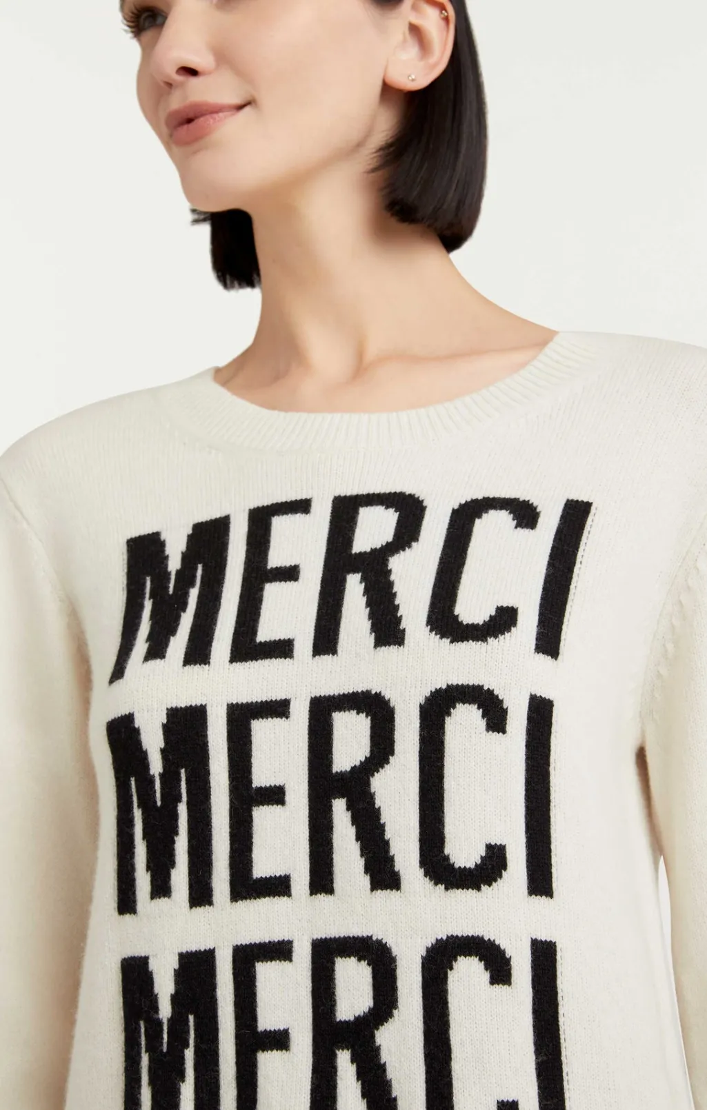 Cinq à Sept Merci Merci Merci Knit Pullover Ivory/Black Outlet