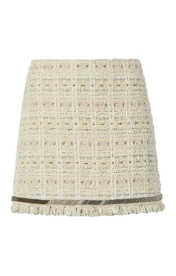 Cinq à Sept Metallic Beaded Doris Skirt Ivory Outlet