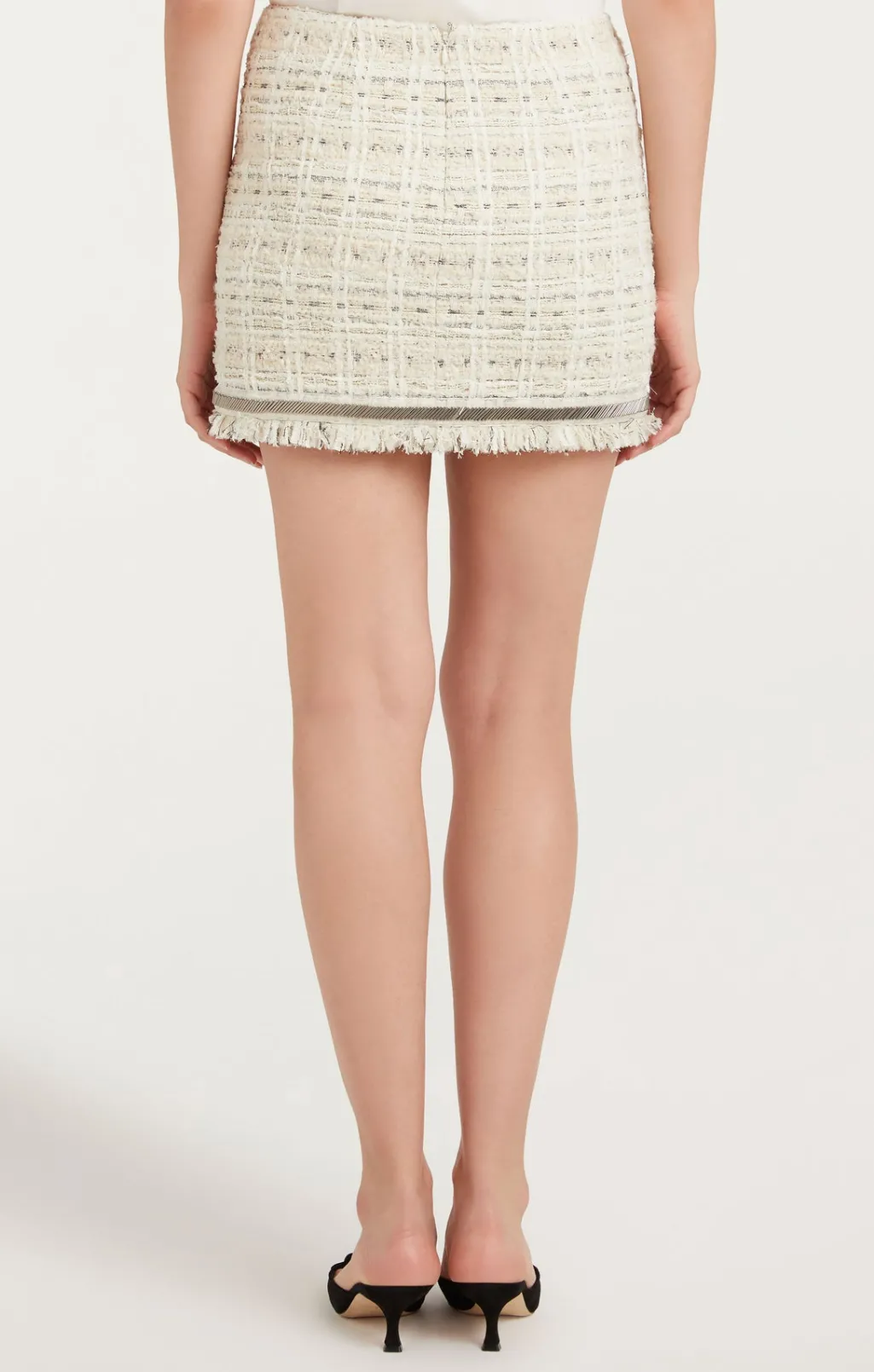 Cinq à Sept Metallic Beaded Doris Skirt Ivory Outlet