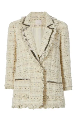 Cinq à Sept Metallic Beaded Maddie Blazer Ivory Discount