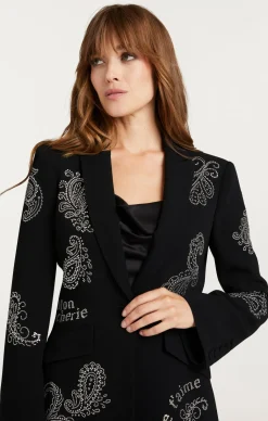 Cinq à Sept Mini Paisley Embellished Cheyenne Blazer Black Online