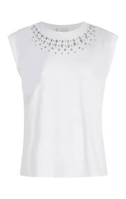 Cinq à Sept Mixed Rhinestone Bella Tee WhiteMulti
