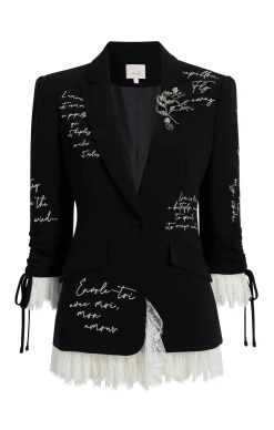 Cinq à Sept Mon Amour Embellished Roxie Blazer Black/Gilver