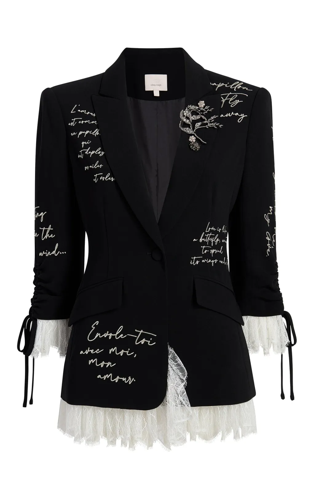 Cinq à Sept Mon Amour Embellished Roxie Blazer Black/Gilver