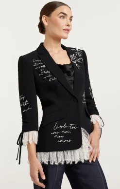 Cinq à Sept Mon Amour Embellished Roxie Blazer Black/Gilver